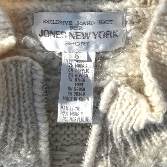 Vintage Hand knit Jones New York Wool Alpaca Mohair Cardigan - Picture 5 of 5